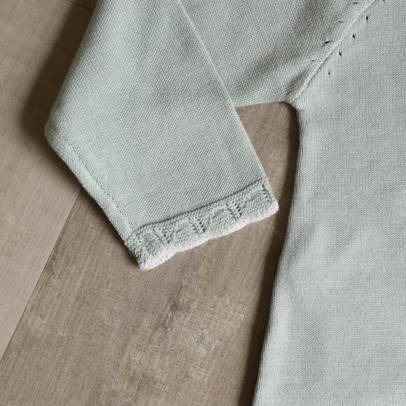 Cotton Sweater Knit Scalloped Pant Set Seafoam Green Argyle Boutique NWT - Picture 6 of 7